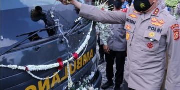 Kapolda Sumsel Lauching Mobile Vaksinasi Covid-19 dan Pemberian Paket Lebaran