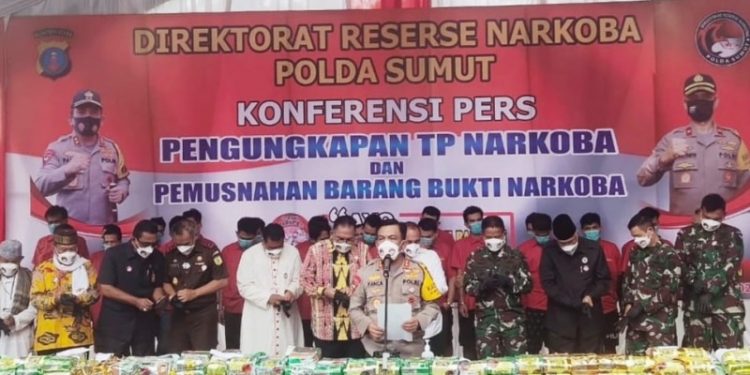 Polda Sumut Musnahkan Seberat 210 Kg Narkoba Hasil Pengungkapan Sejak Desember 2020 Sampai FEbruari 2021