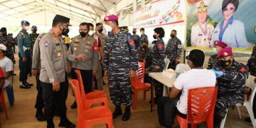 Sukseskan PON Papua, Sinergitas TNI AL-Polri dengan Serbuan Vaksinasi COVID-19 